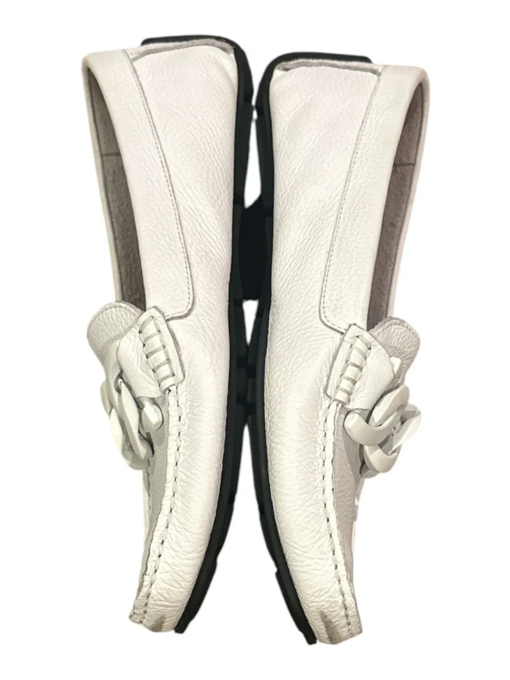 Sak Fifth Avenue White Casual Pebble Leather Loafer Summer Preppy Driving Shoe 9